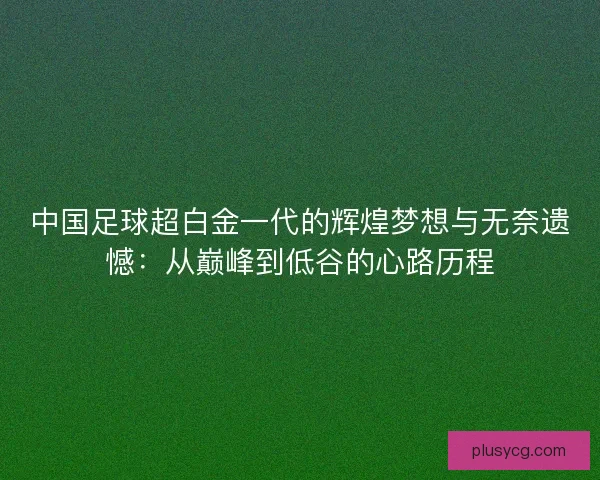 中国足球超白金一代的辉煌梦想与无奈遗憾：从巅峰到低谷的心路历程