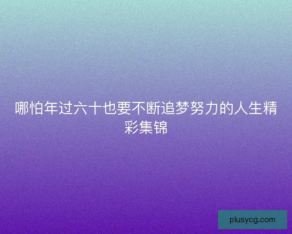 哪怕年过六十也要不断追梦努力的人生精彩集锦