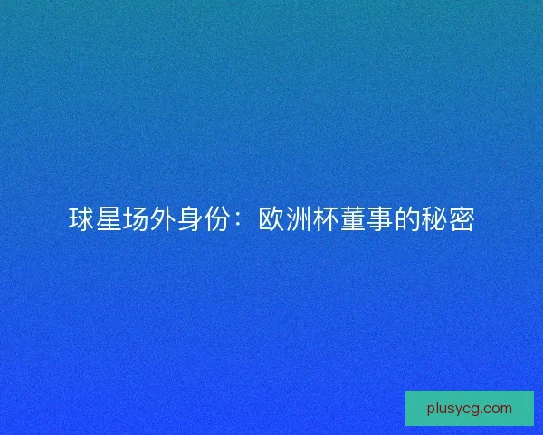 球星场外身份：欧洲杯董事的秘密